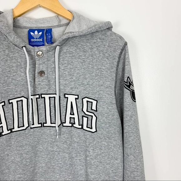 Adidas Originals Logo Grey Snap Buttons Sweatshirt Hoodie Mens Size Small - Picture 13 of 13